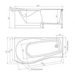 Ванна Timo VINO 1590 R ДхШхВ (1500х900х660)